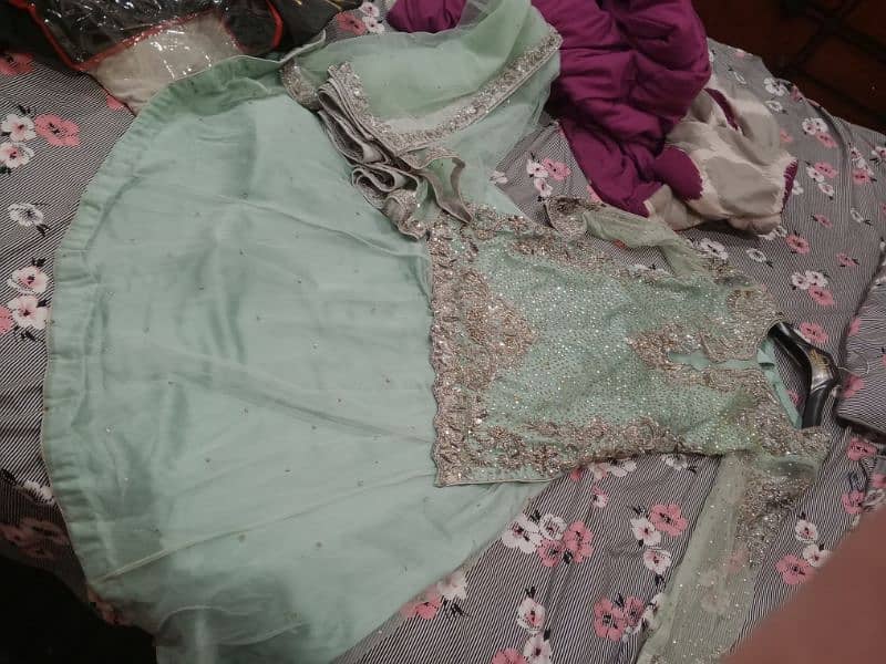 Good Condition Lehnga.   small size. Ice blue color.  Made on order. 2