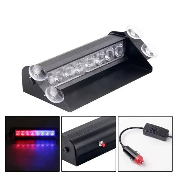 Car Led Red Blue Windshield Dash Emergency Police Strobe Lights 1