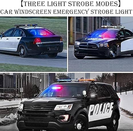 Car Led Red Blue Windshield Dash Emergency Police Strobe Lights 7