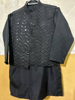 Black kameez shalwar with waistcoat