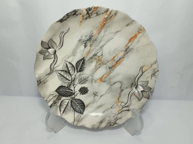 PACK OF 6pcs MELAMINE MARBLE PLATES | Single Glazed 1