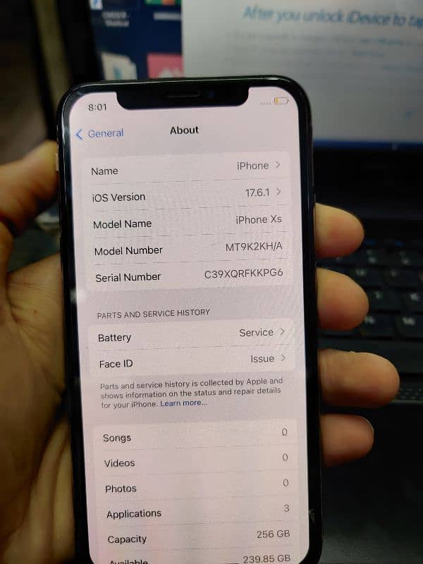 Iphone xs PTA APPROVED FACE ID NOT WORKING BATTERY SERVICE 0