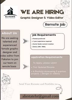 Female Graphic Designer Wanted