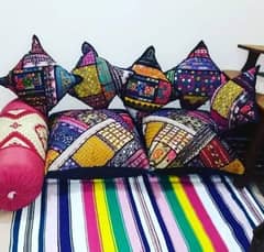 Traditional Handmade Floor And Sofa Cushion Covers Set with Multicolo