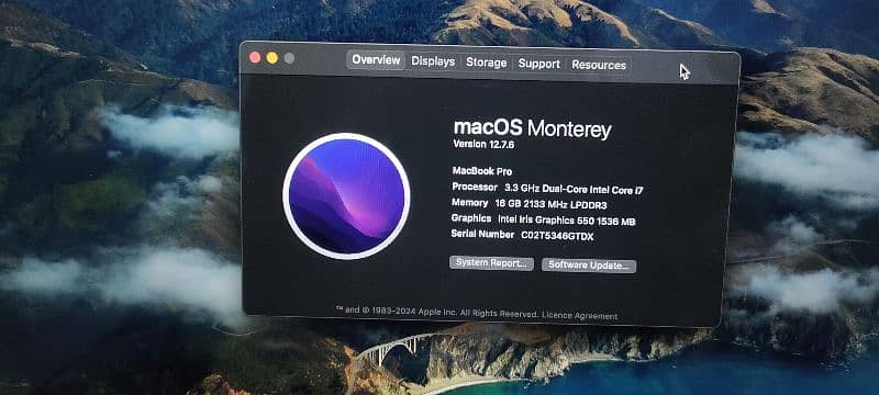 MacBook pro 2016 spec 250 6