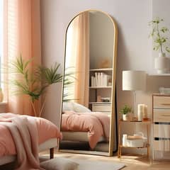 Elegant arched top full-length standing mirror with adjustable stand