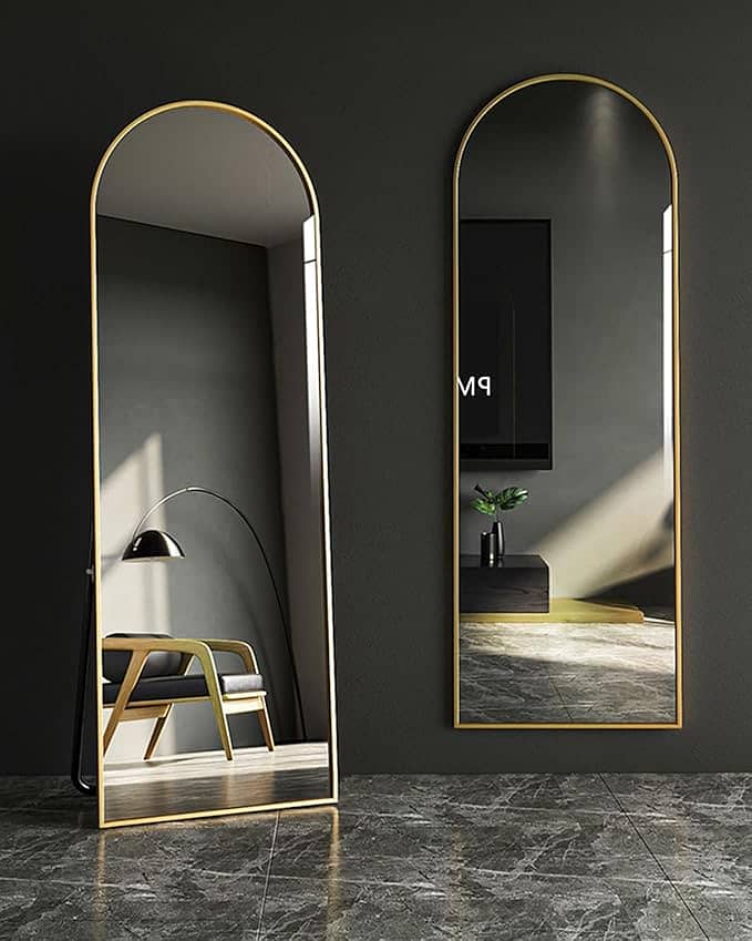 Elegant arched top full-length standing mirror with adjustable stand 3