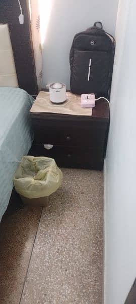 wooden bed set only with dressing table and side table also 2