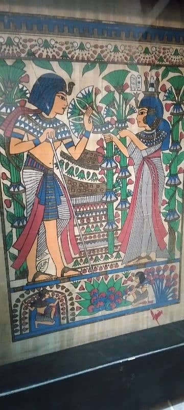 vintage Egyptian papyrus painting 18 inc x 16 inch 2