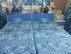 Kids single bed set with Cupboard, Study Table and Chairs