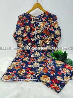 2pcs womens stitched suit cotton printed