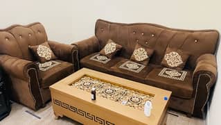 Sofa set / 6 seater sofa set / wooden sofa set / center table