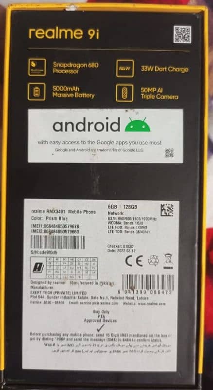 sale my mobile Realme 9i 6/128 2