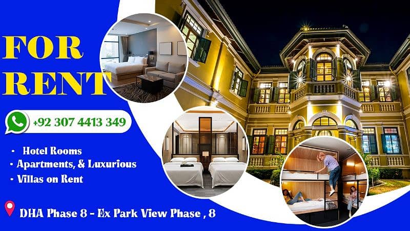 Hotel Rooms, Cozy Apartments, & Luxurious Villas on Rent! 0