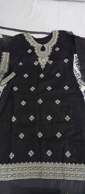 Black cotton net 3 piece dress 1