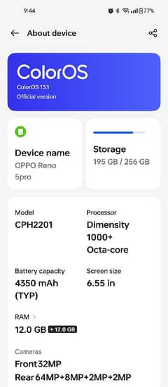 Oppp Reno5pro 12/256 0