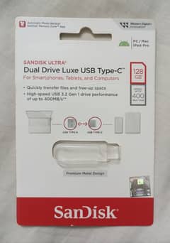 ORIGINAL SanDisk Ultra 128gb USB - Dual Drive Luxe Type-C + Type-A