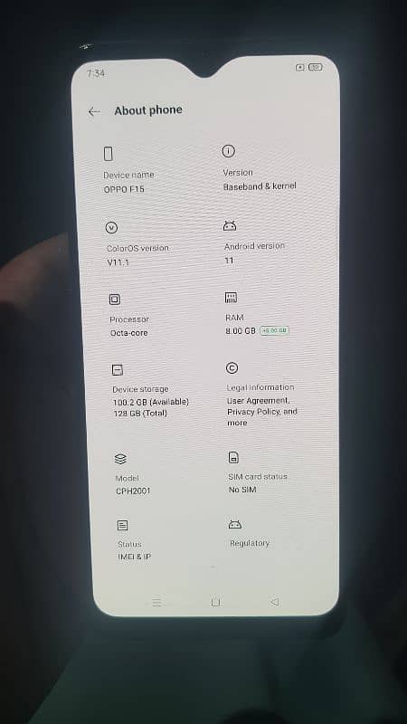 Oppo F15 8+5 GB RAM , 128 GB. 0