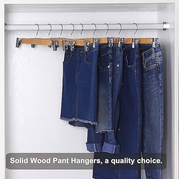 Wooden Clip Hangers Durable for trousers, Pants or all kind of clothes 3