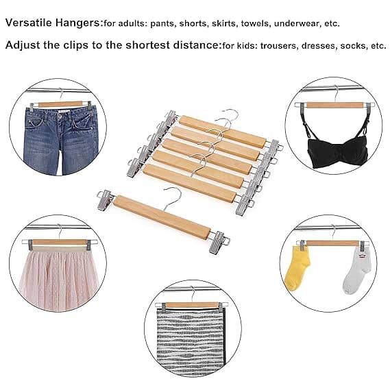 Wooden Clip Hangers Durable for trousers, Pants or all kind of clothes 4