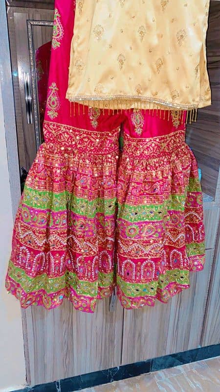 customise block print and mirror work gharara with  stitch shirt 0