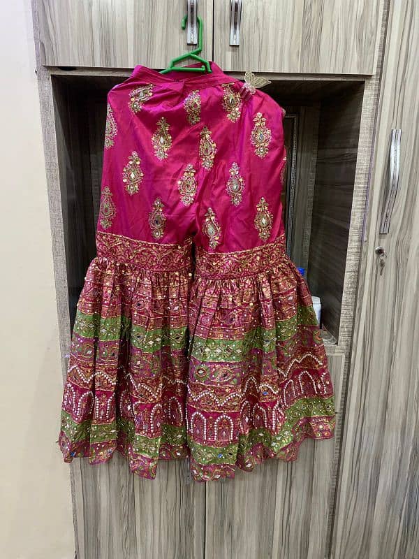 customise block print and mirror work gharara with  stitch shirt 1