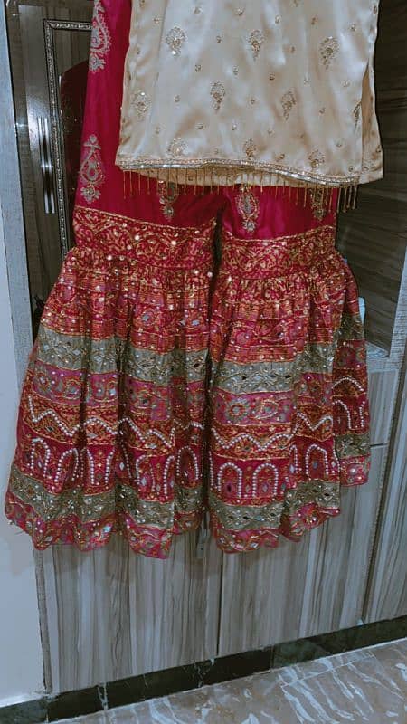 customise block print and mirror work gharara with  stitch shirt 2