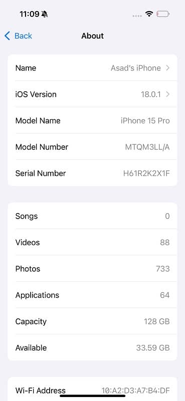 Iphone 15 Pro 128 GB JV(lla) Black Titanium 1