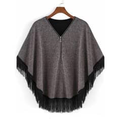 Grey Zipper poncho 0