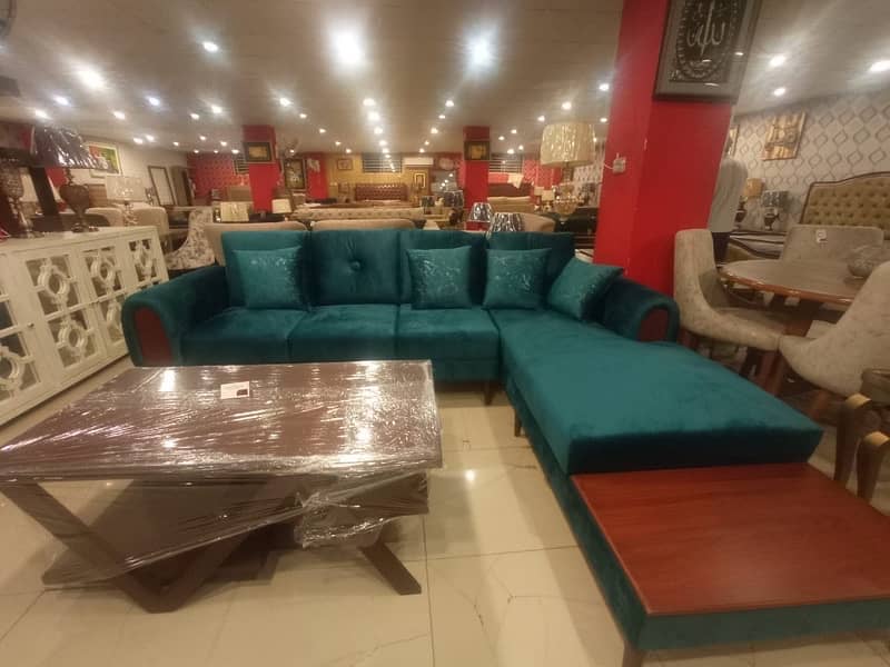 Turquoise L Shaped Sofa 1