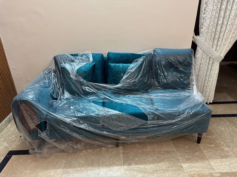 Turquoise L Shaped Sofa 3