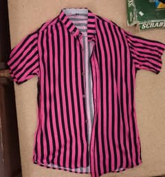 Pink and Black Stripes Button-Up Shirt