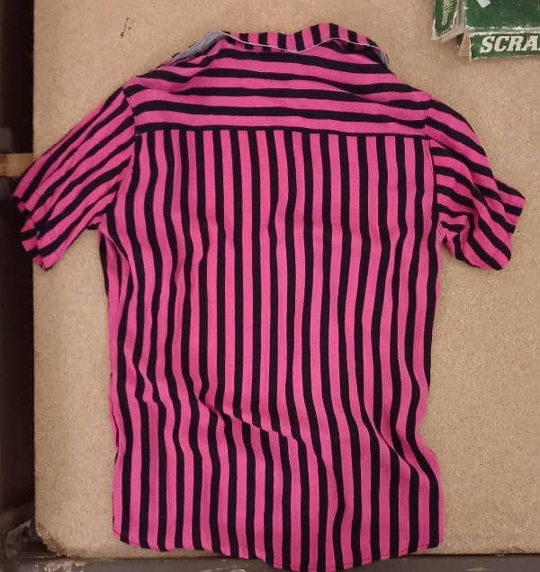 Pink and Black Stripes Button-Up Shirt 2