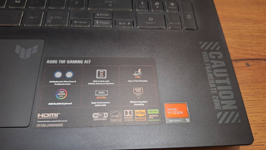 ASUS TUF A17 Ryzen 9 Nvidia GeForce RTX 4070 Gaming Laptop 4