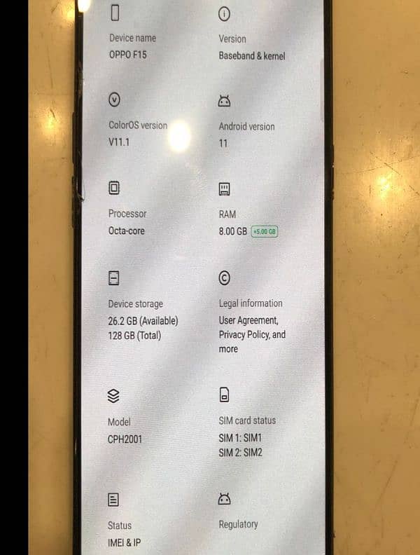 oppo F15 ram 8. storage 128gb 0