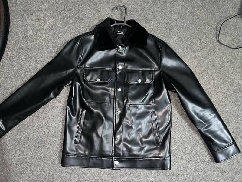 Black fur jacket in leather best quality only medium 0