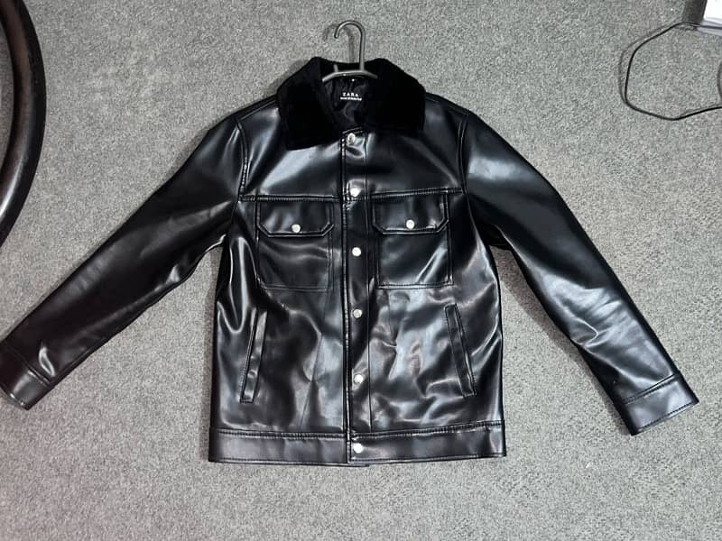 Black fur jacket in leather best quality only medium 1