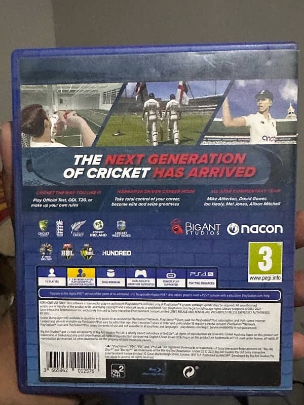 Cricket 22 PS4 for sale slightly negotiable 3