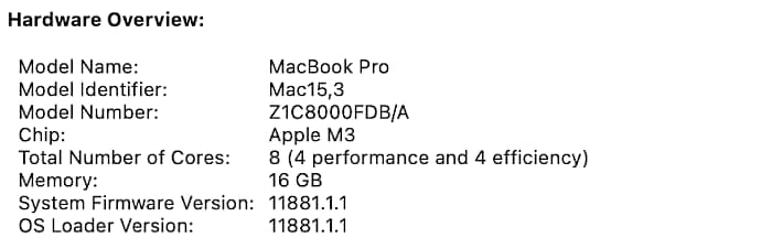 MacBook Pro M3 100 % Battery 2 cycles 4