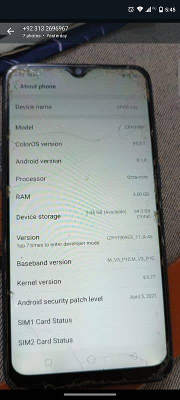 oppo a5s 4/64 dual sim condition 10/7 with box and chrger 5