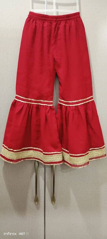 red shiffon frock n sharara 3