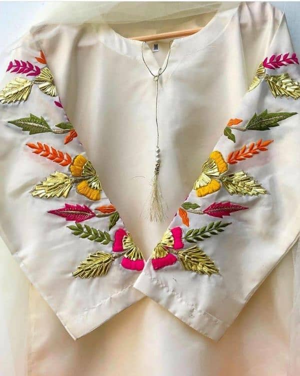 3 Pcs Women's Stitched Katan Silk Embroidered Suit 2