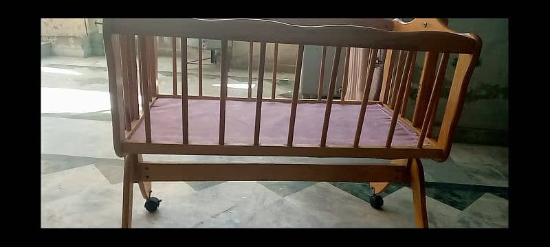 Wooden Baby Cot Cum Swing 1