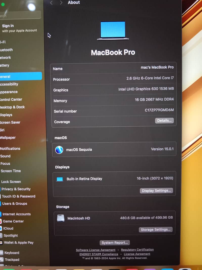 MacBook pro 2019, 16"inch 7