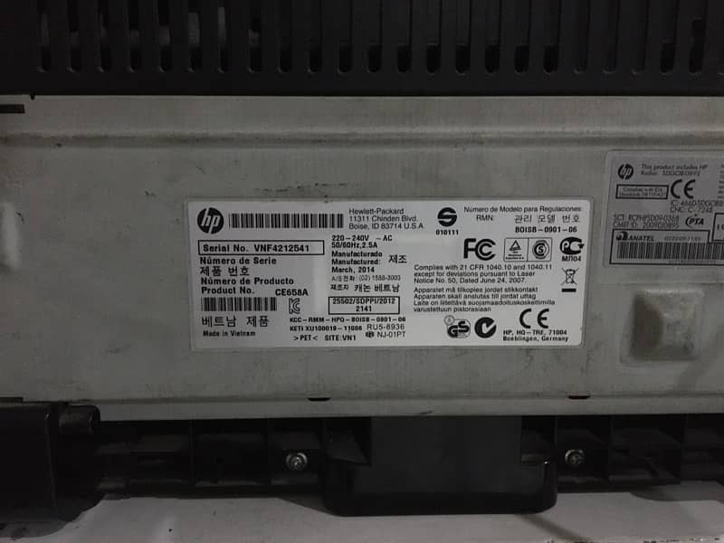 HP Printer numero the serie product no (CE658A) 3