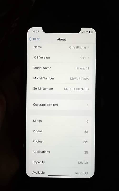 Iphone 11 Dual Sim PTA Proved 128 GB 90 Health New Condition 1