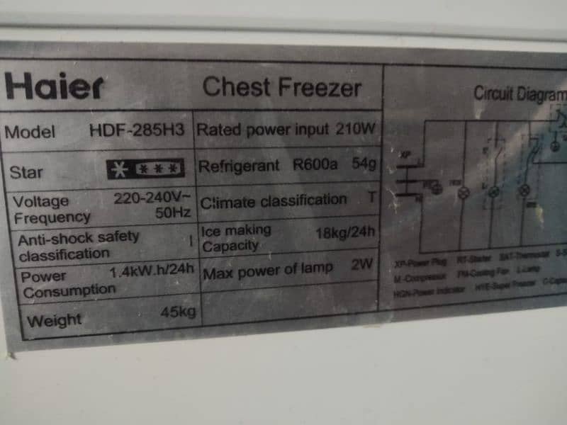 Haier chest freezer model hdf 285h 1