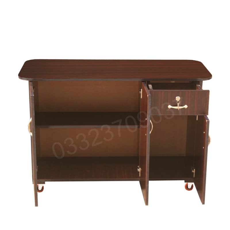 22 x 48 inch Wooden Sheet 3 Door one Drawer Iron stand - Brown 1