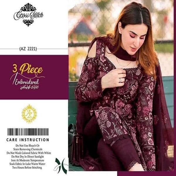 3pcs unstitched dhanak embroidery suit 2