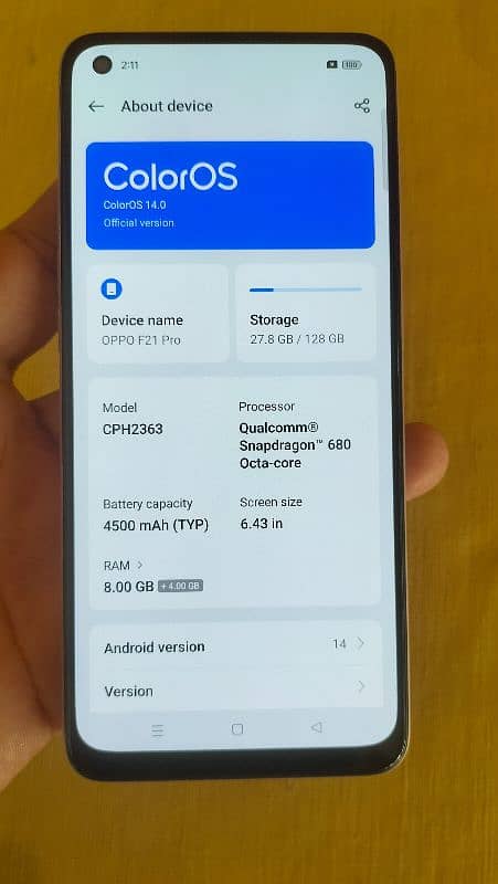 oppo F21 Pro 8 128 0